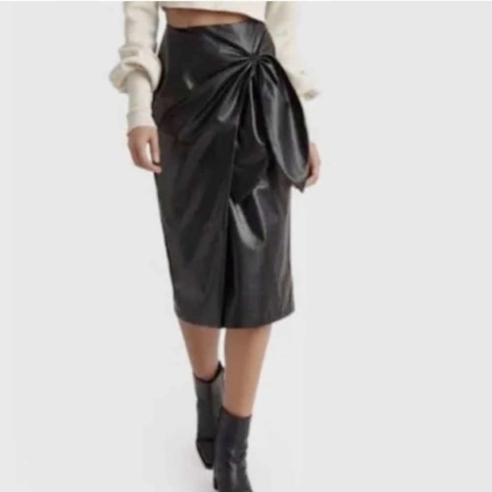 Black Faux Leather Midi Skirt Size: 1X NEW WITH TAGS